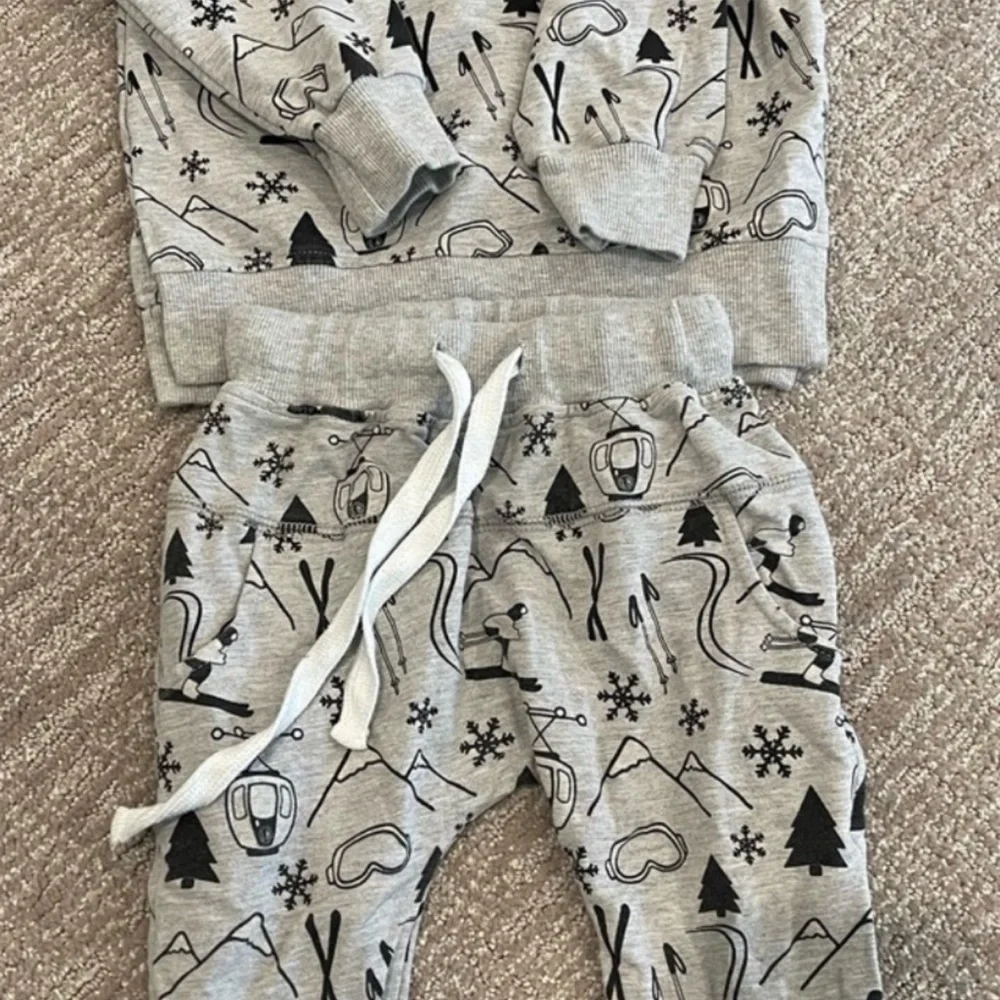 Little Bipsy Gray Ski Print Kids Matching Set